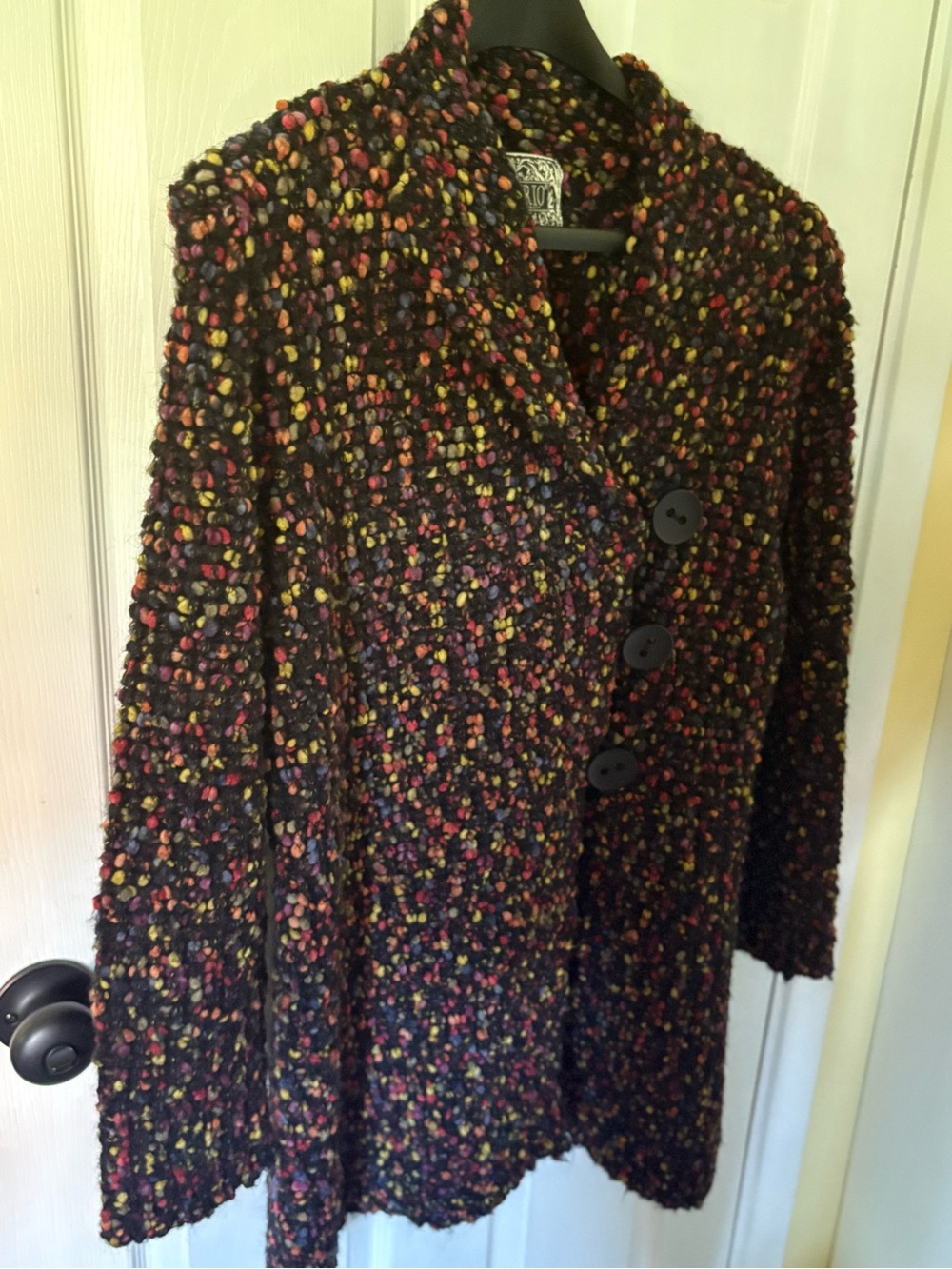 Women’s Multicolor Bouclé Teddy Jacket with Button Front